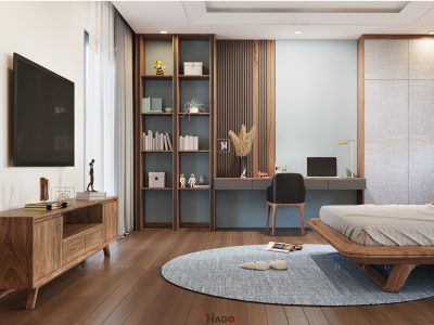Kệ tivi gỗ phù hợp không gian phòng ngủ hiện đại