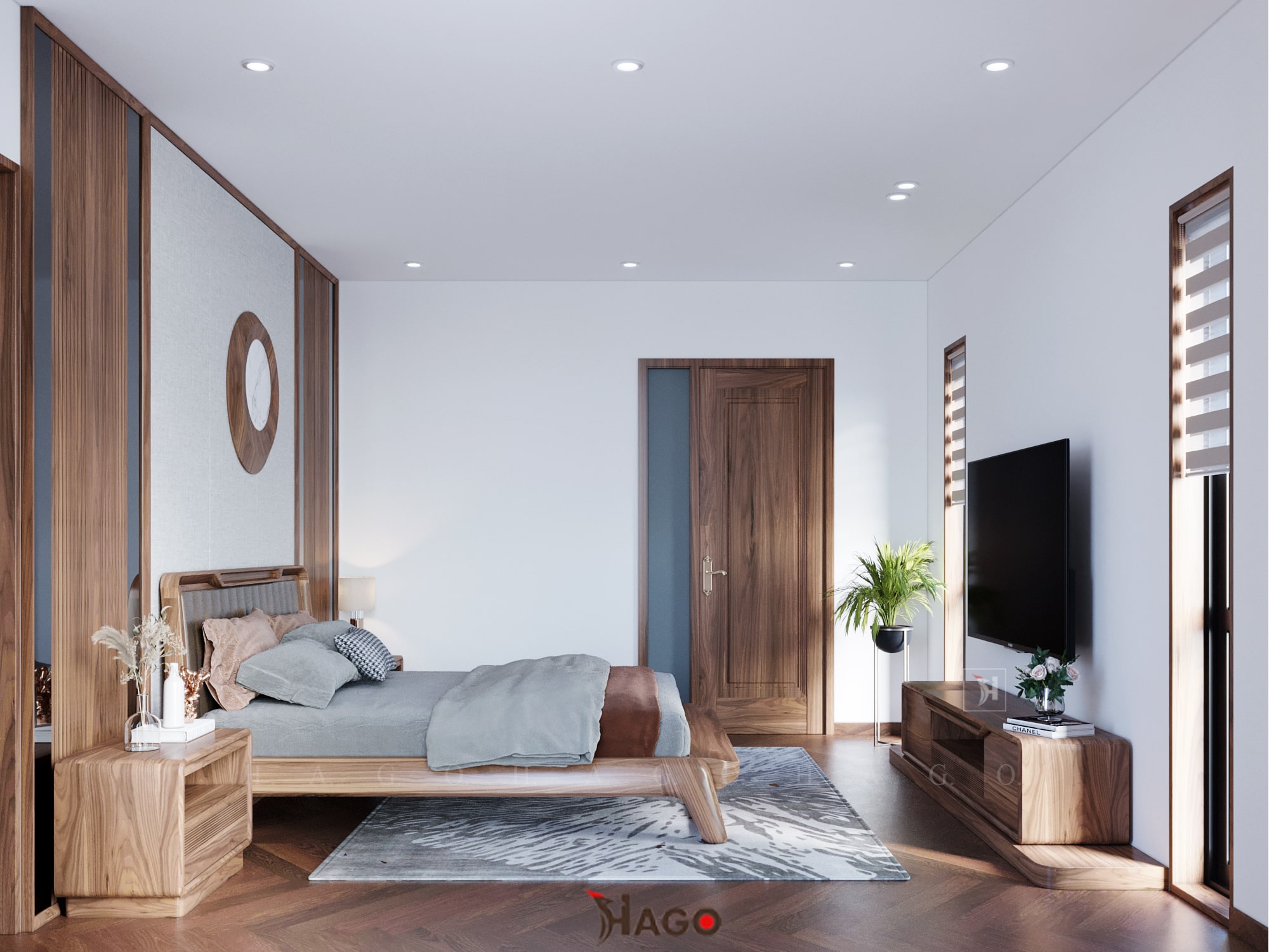 Thiết kế không gian phòng ngủ đầy đủ ánh sáng tự nhiên và ánh sáng nhân tạo