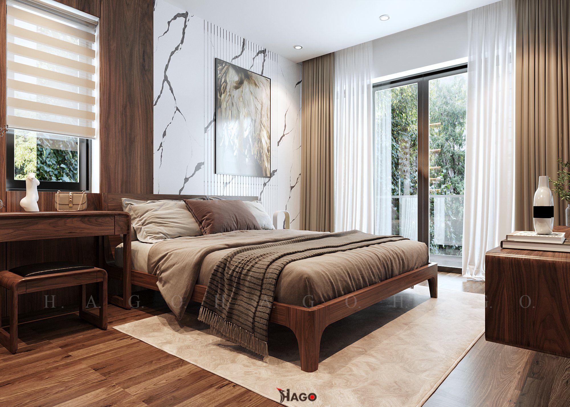 Giường ngủ được làm từ dòng gỗ nhập khẩu cao cấp